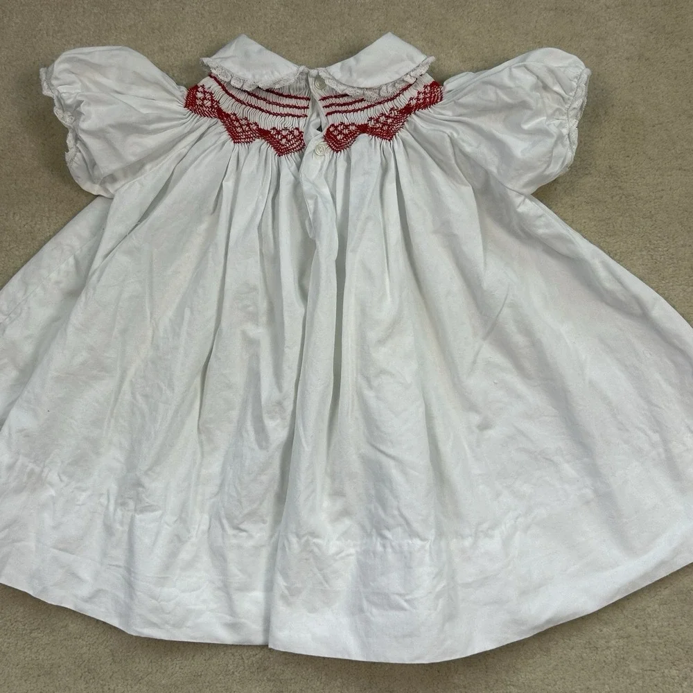 Vintage Nannette Baby Dress Smocked Embroidered Puff Sleeve USA 3-6 Mo